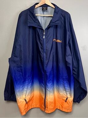 VTG FUBU Extreme Sports Windbreaker Full Zip Navy & Orange Gradient Y2K Size 3X